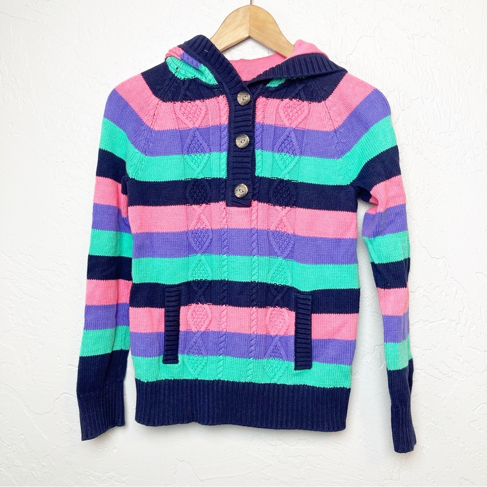 Tommy Hilfiger Multicoloured Half Button Hooded Sweater girls XL